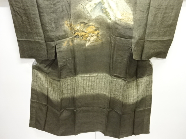 JAPANESE KIMONO / ANTIQUE HITOE MENS JUBAN / SILK / JIGAMI PATTERN